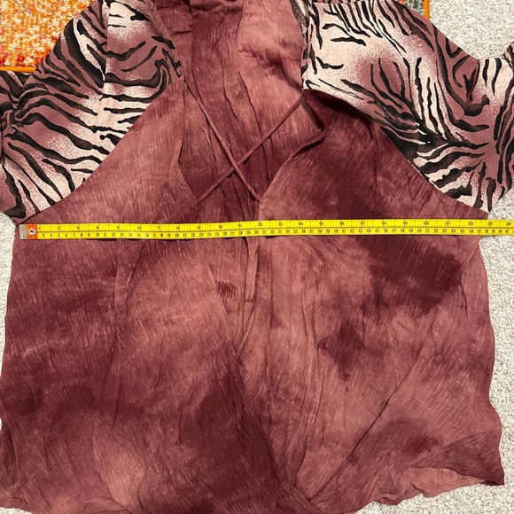 GiGiO USA Purple Animal Print Print Peasant‎ Blouse Large Pre-owned - Picture 8 of 9